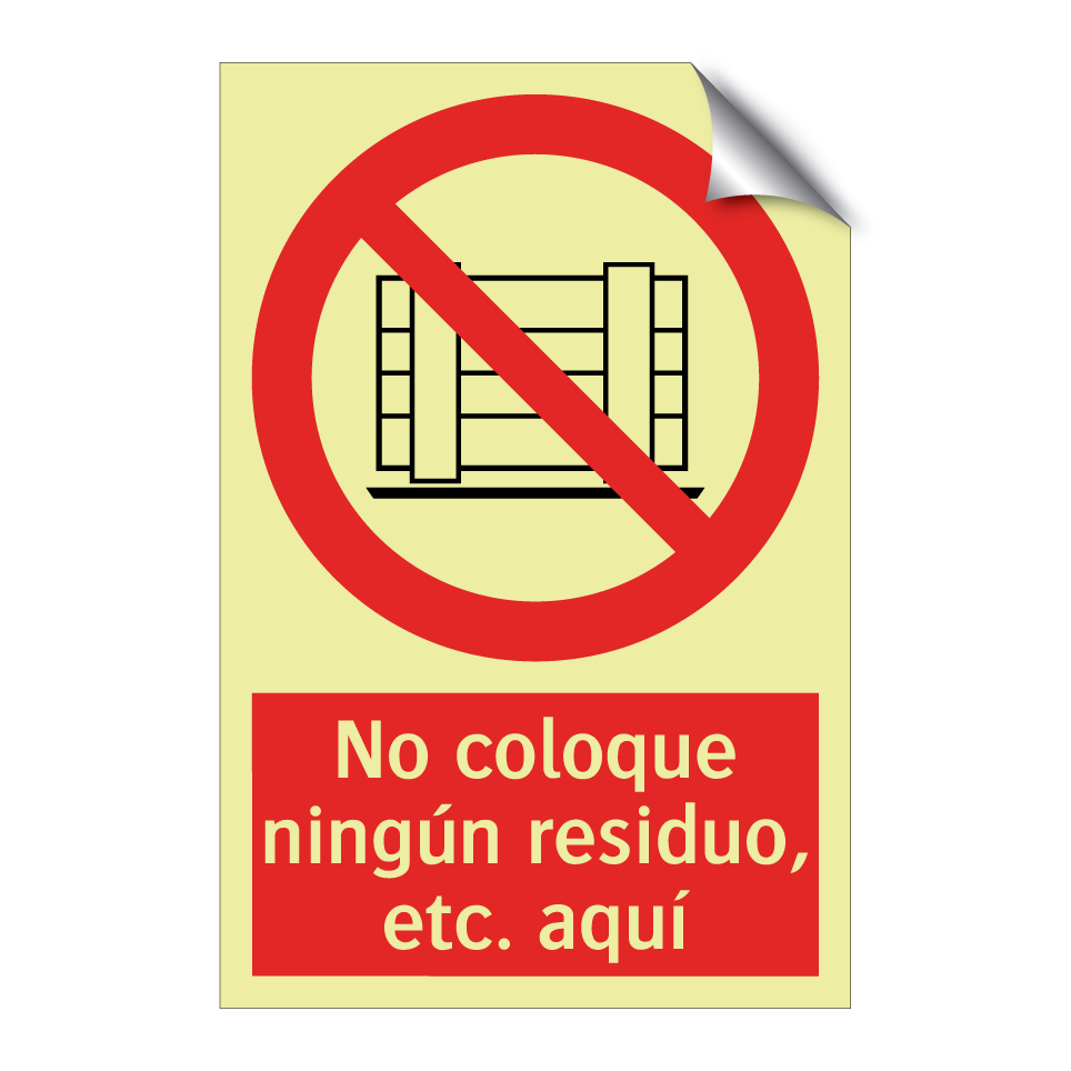 No coloque ningún residuo, etc. aquí