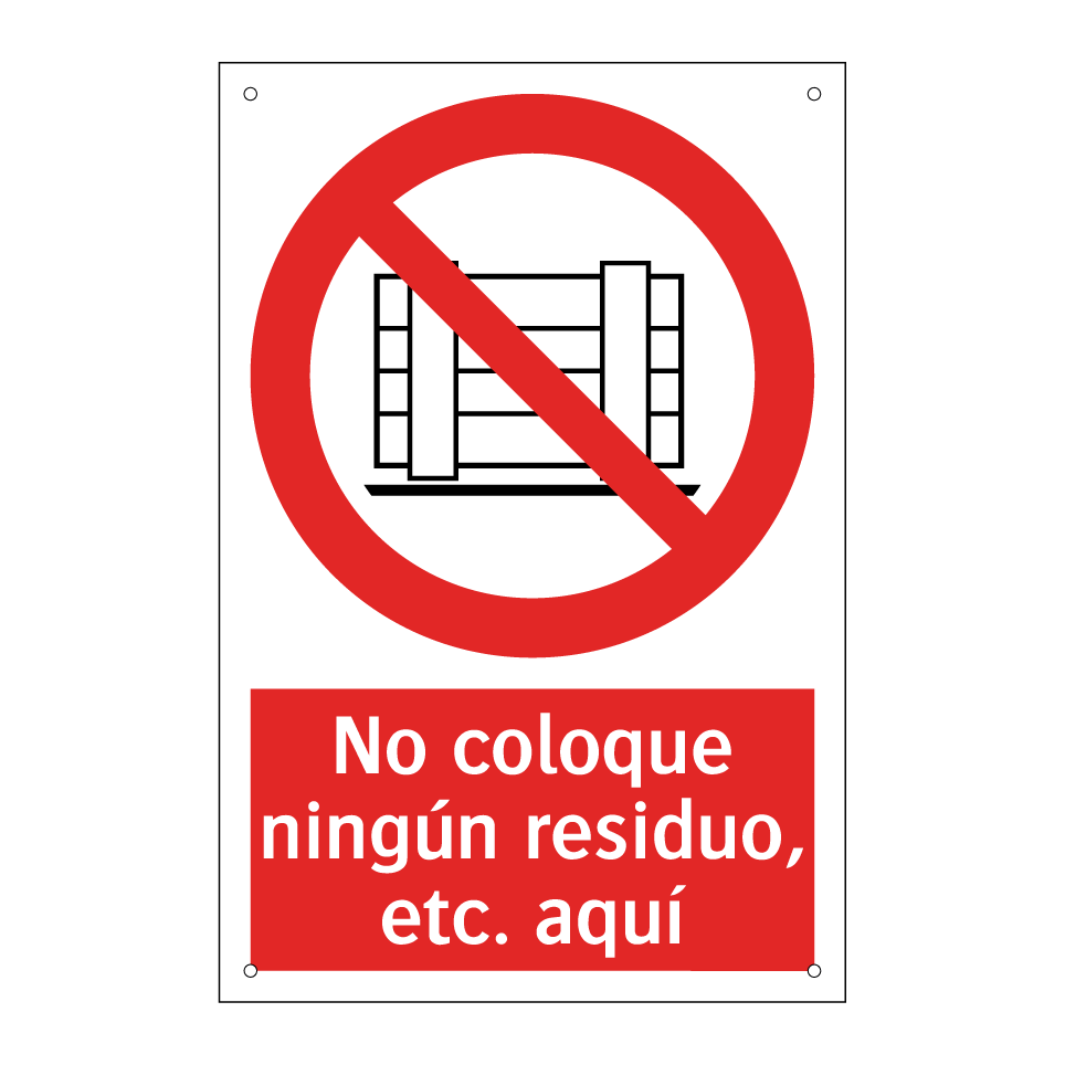 No coloque ningún residuo, etc. aquí