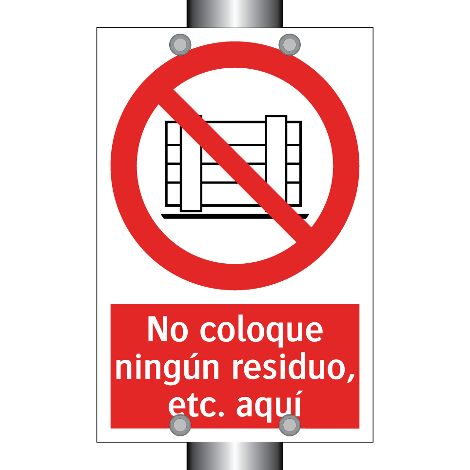 No coloque ningún residuo, etc. aquí
