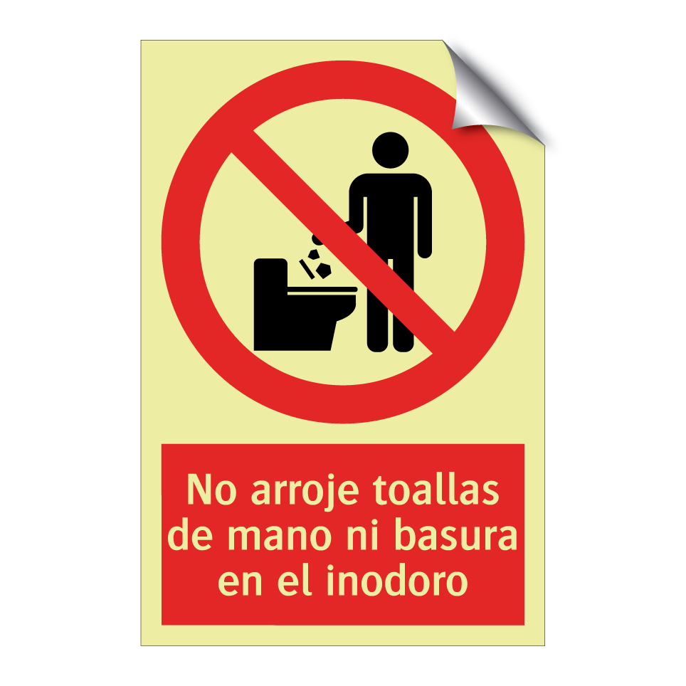 No arroje toallas de mano ni basura en el inodoro