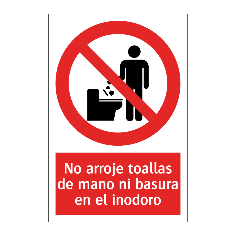 No arroje toallas de mano ni basura en el inodoro