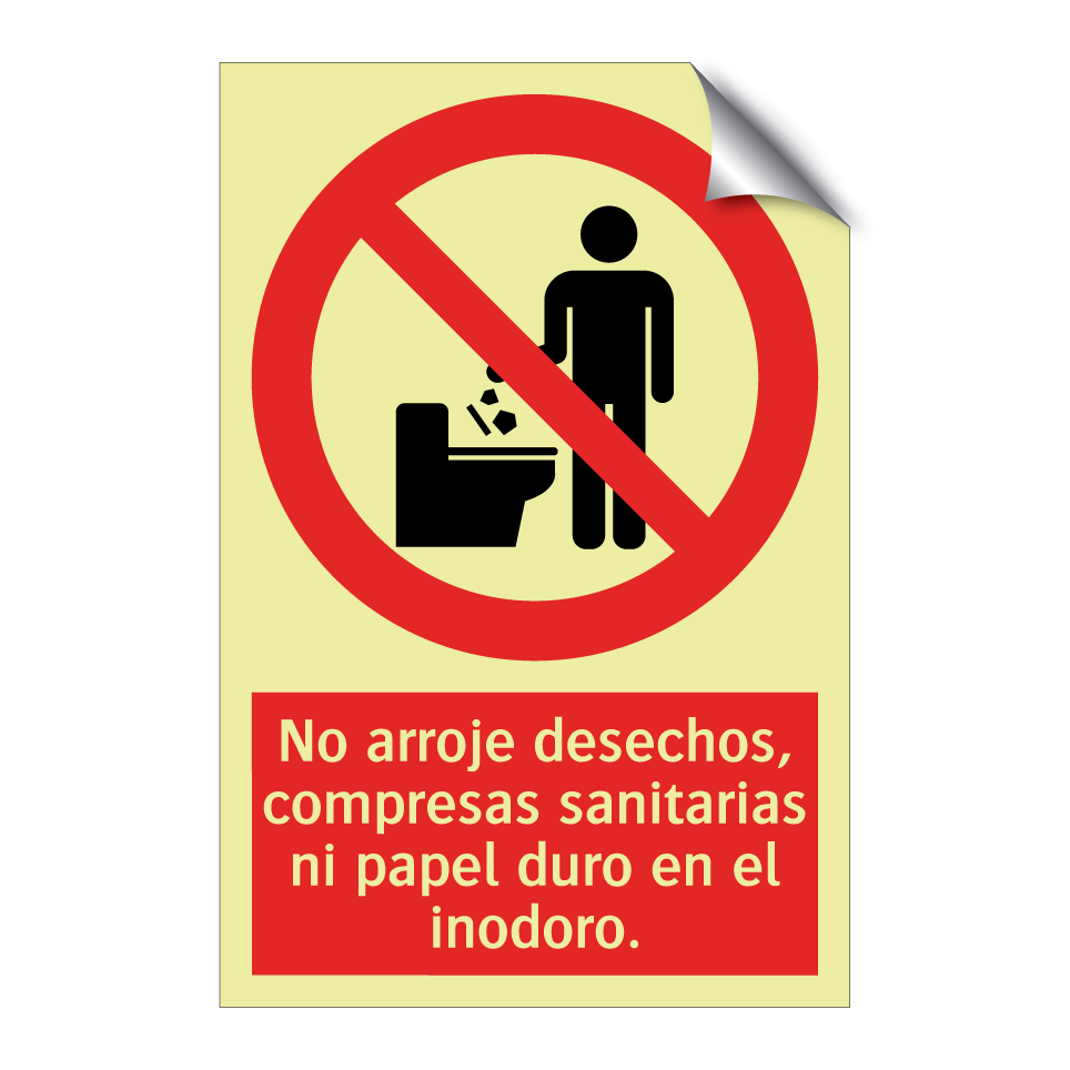 No arroje desechos, compresas sanitarias ni papel duro en el inodoro.