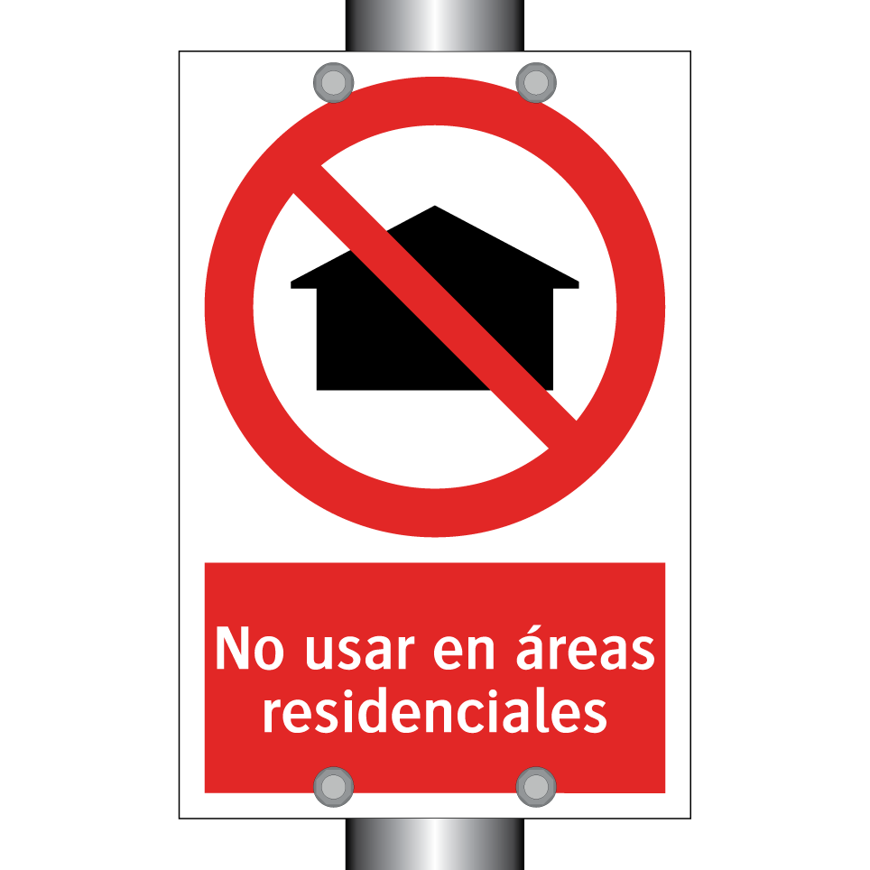 No usar en áreas residenciales