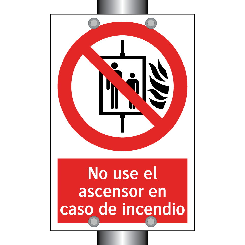 No use el ascensor en caso de incendio