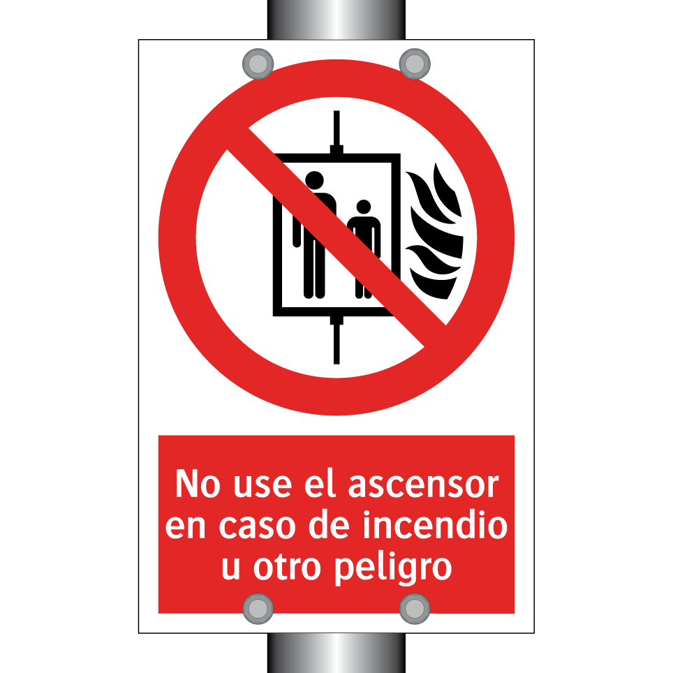 No use el ascensor en caso de incendio u otro peligro