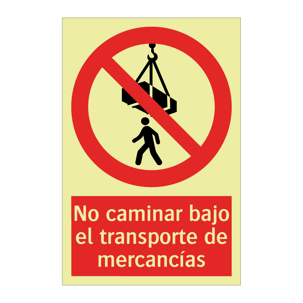 No caminar bajo el transporte de mercancías
