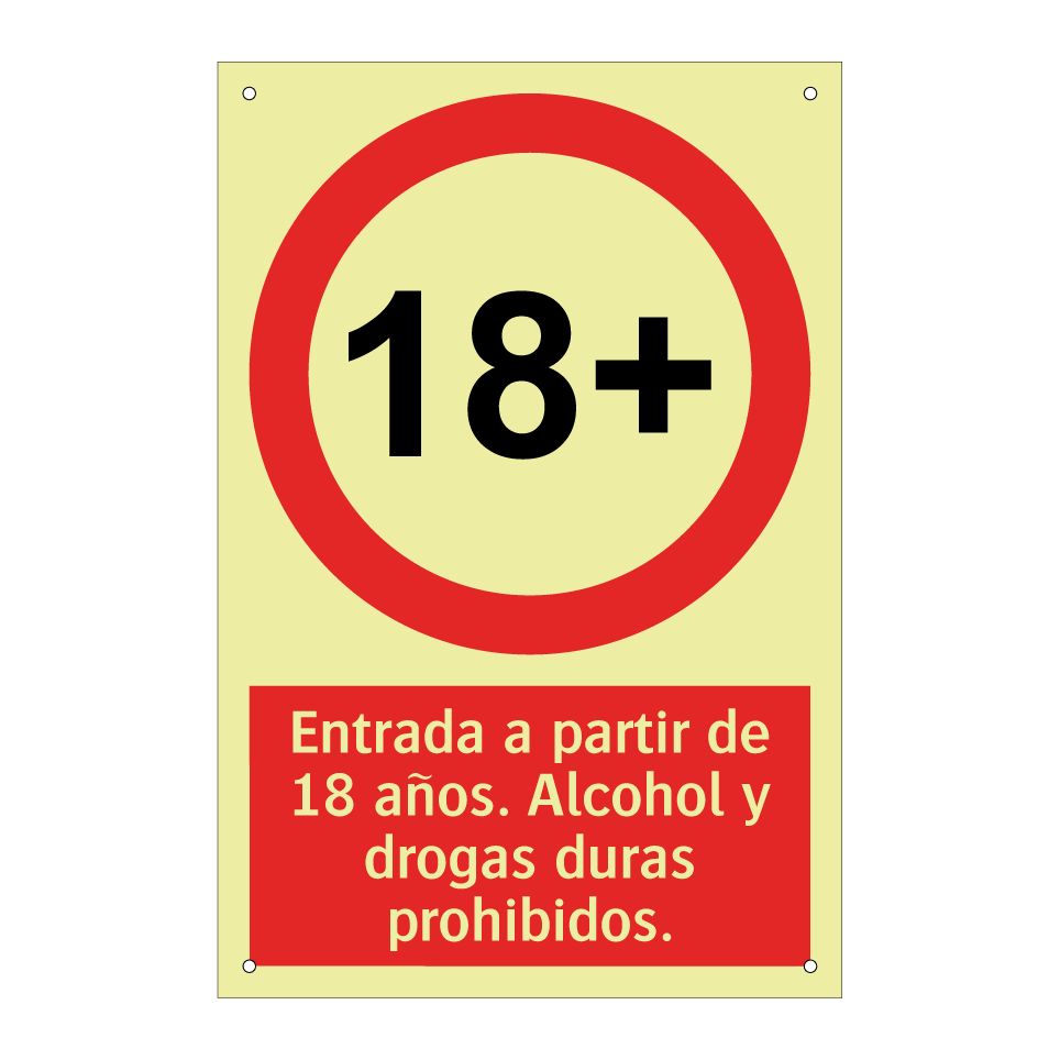 Entrada a partir de 18 años. Alcohol y drogas duras prohibidos.