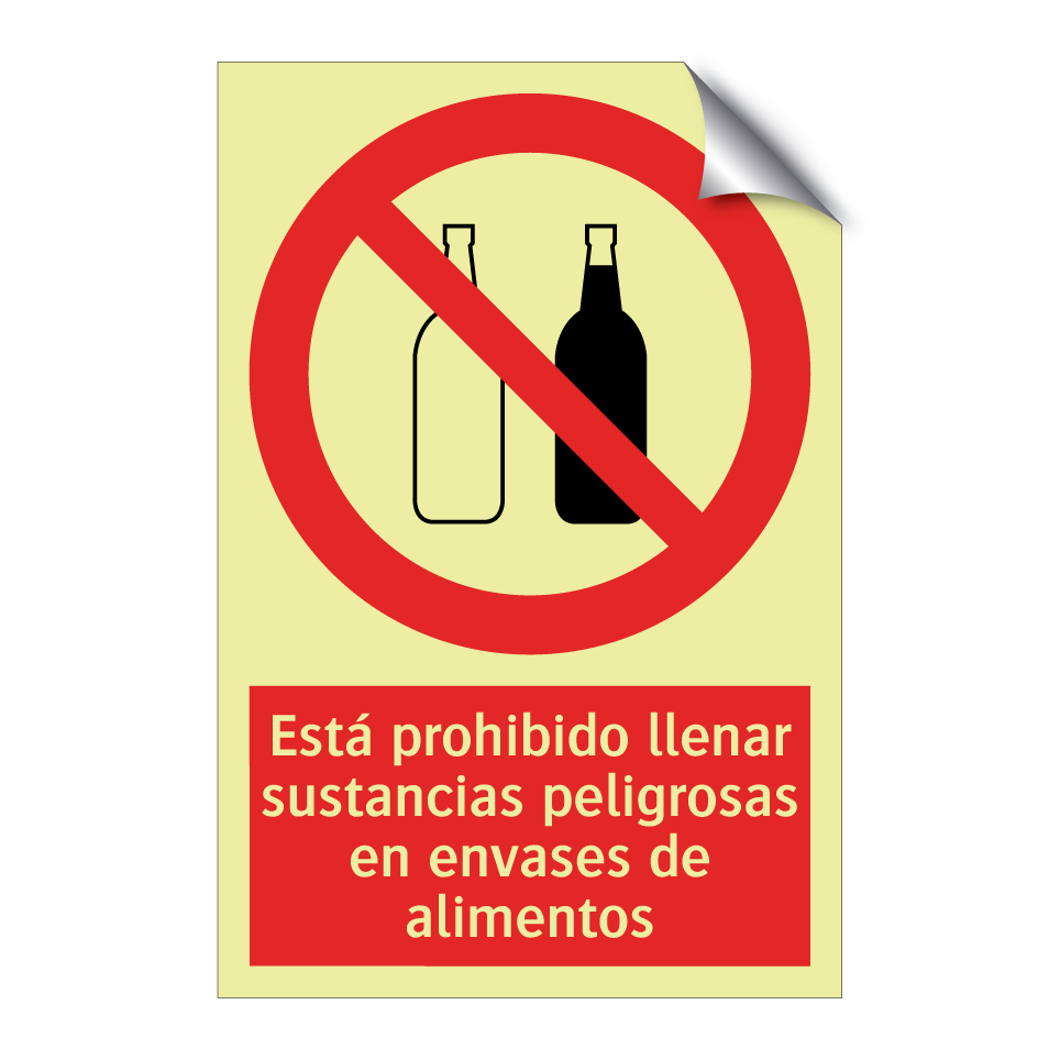 Está prohibido llenar sustancias peligrosas en envases de alimentos