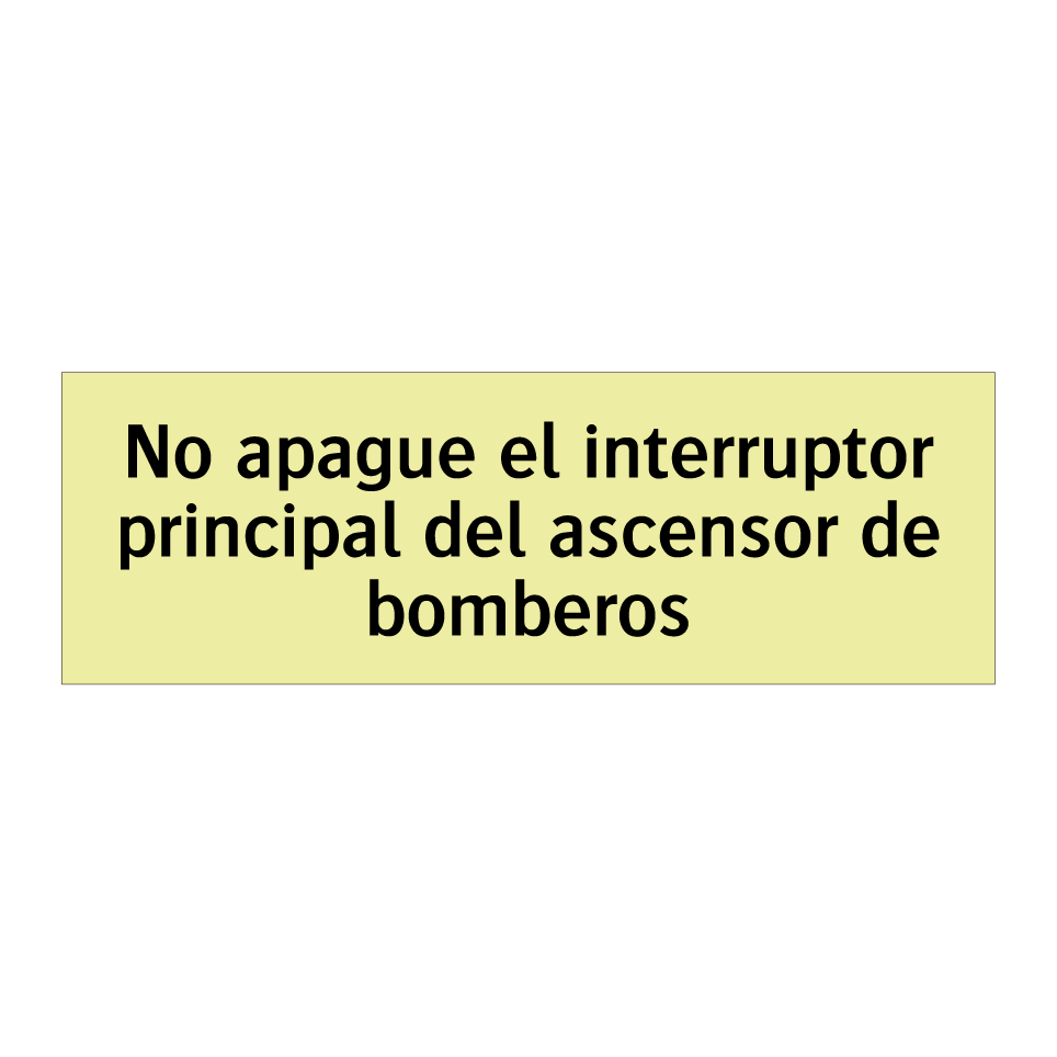 No apague el interruptor principal del ascensor de bomberos