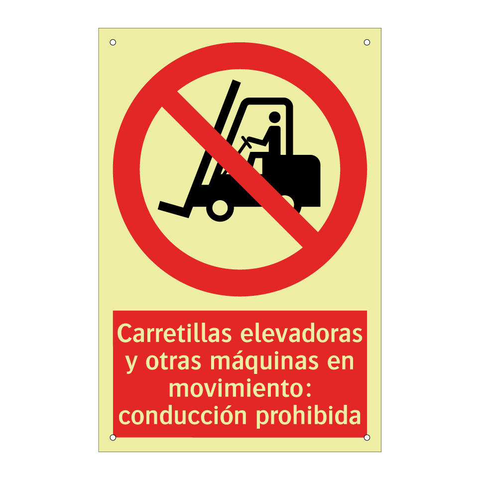 Carretillas elevadoras y otras máquinas en movimiento: conducción prohibida