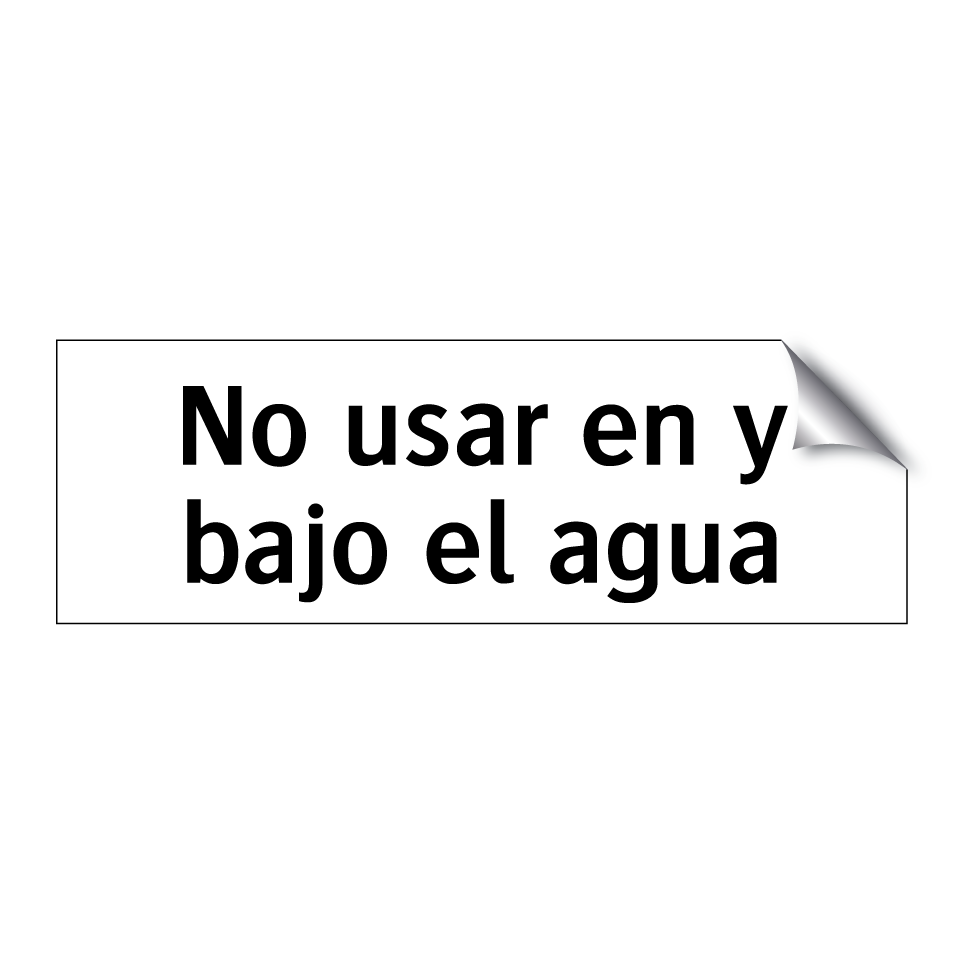 No usar en y bajo el agua