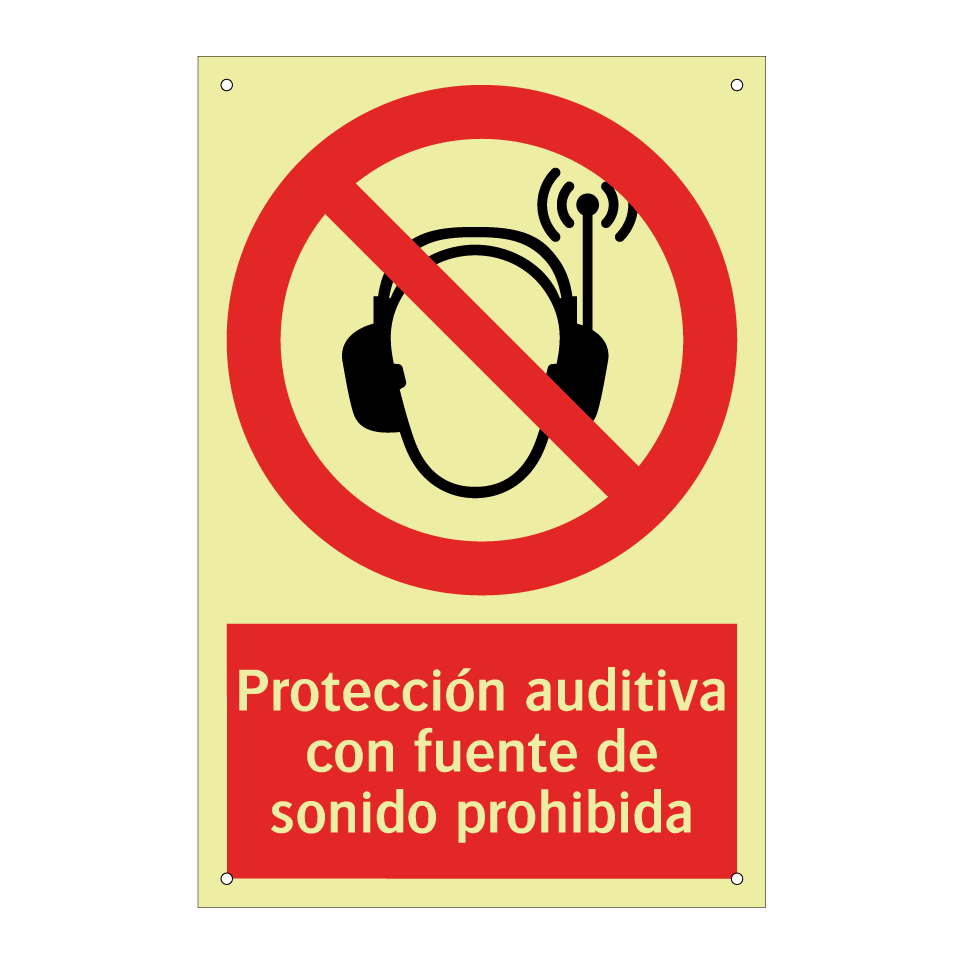 Protección auditiva con fuente de sonido prohibida