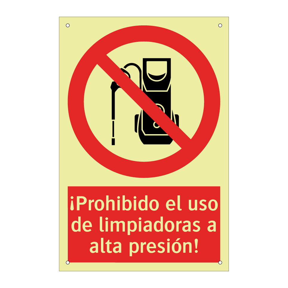 ¡Prohibido el uso de limpiadoras a alta presión!