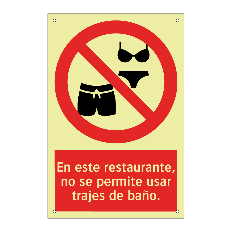 En este restaurante, no se permite usar trajes de baño.
