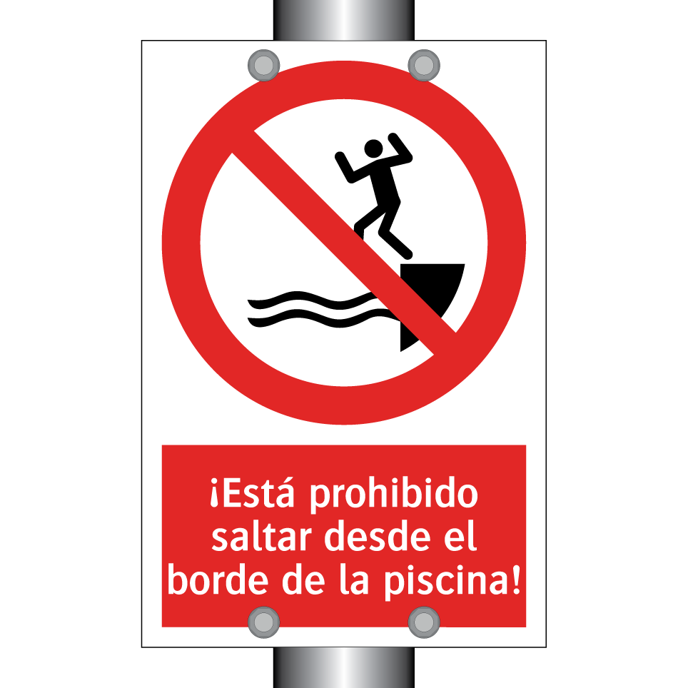 ¡Está prohibido saltar desde el borde de la piscina!
