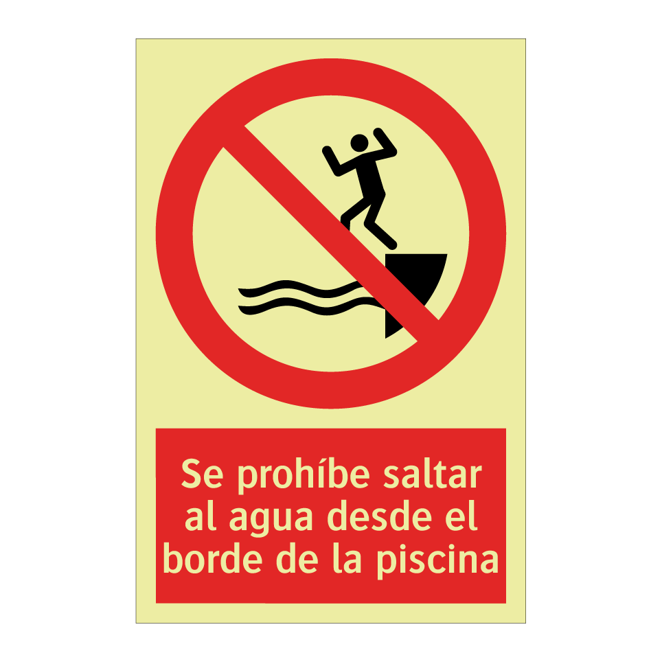 Se prohíbe saltar al agua desde el borde de la piscina