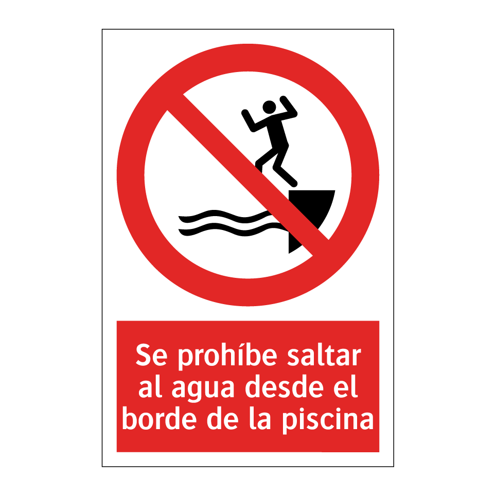 Se prohíbe saltar al agua desde el borde de la piscina