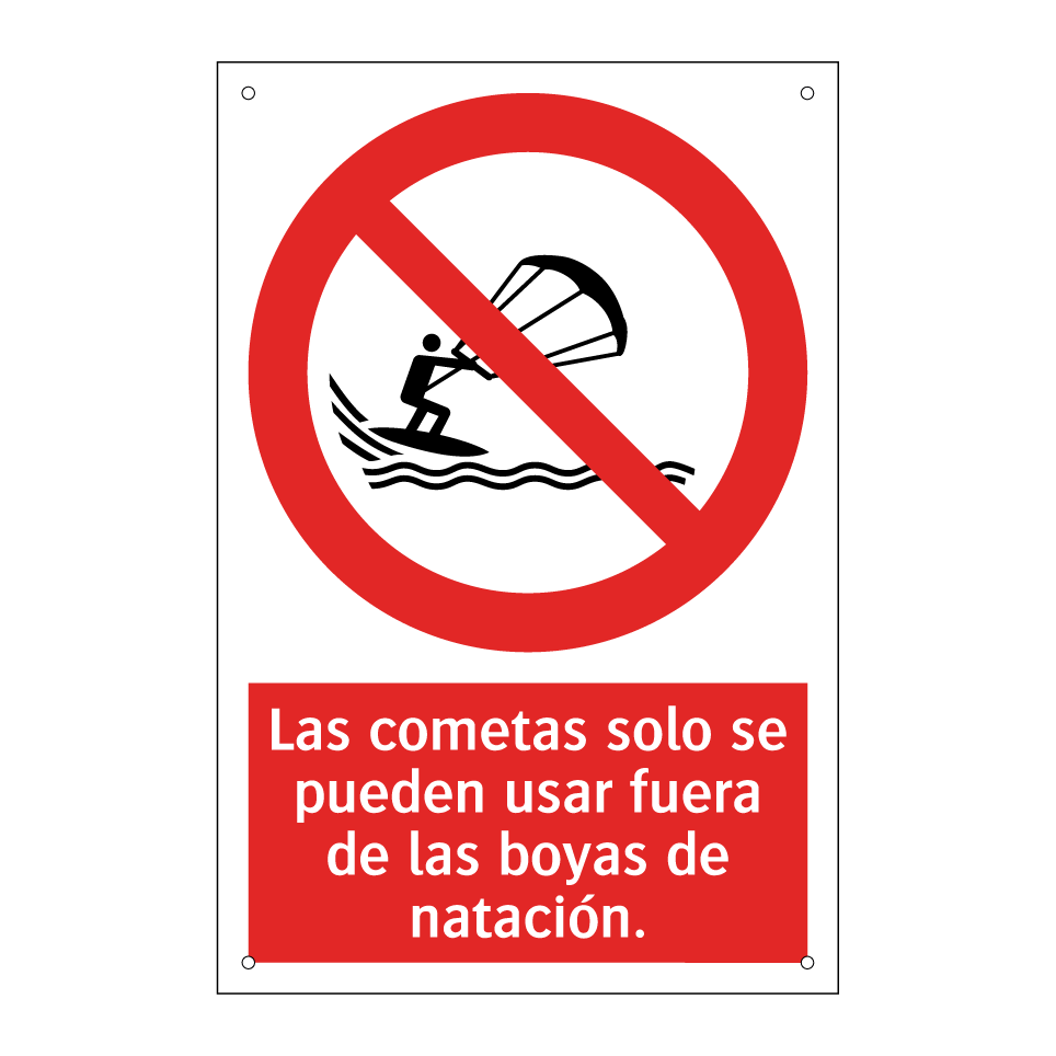 Las cometas solo se pueden usar fuera de las boyas de natación.