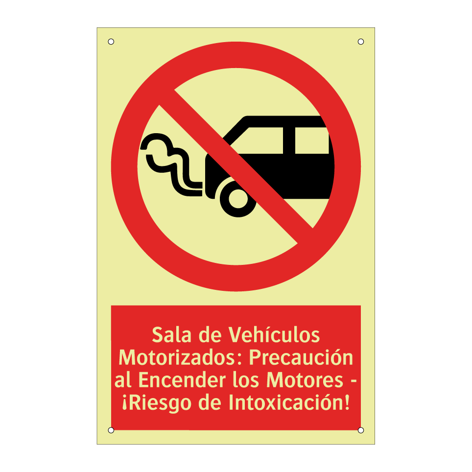 Sala de Vehículos Motorizados: Precaución al Encender los Motores - ¡Riesgo de Intoxicación!