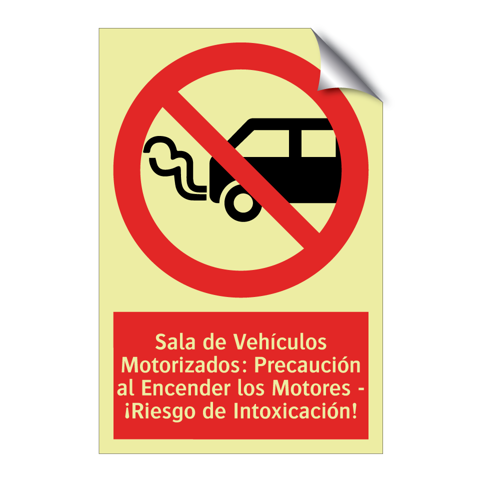Sala de Vehículos Motorizados: Precaución al Encender los Motores - ¡Riesgo de Intoxicación!