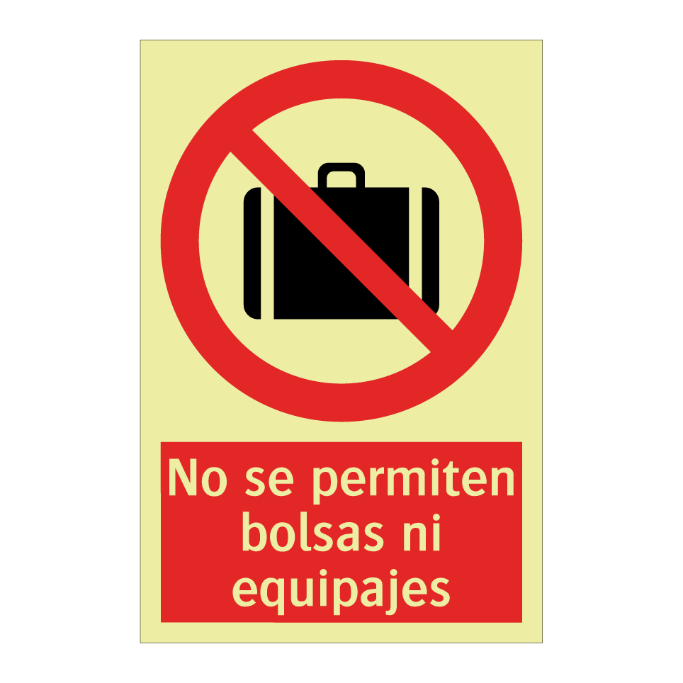 No se permiten bolsas ni equipajes