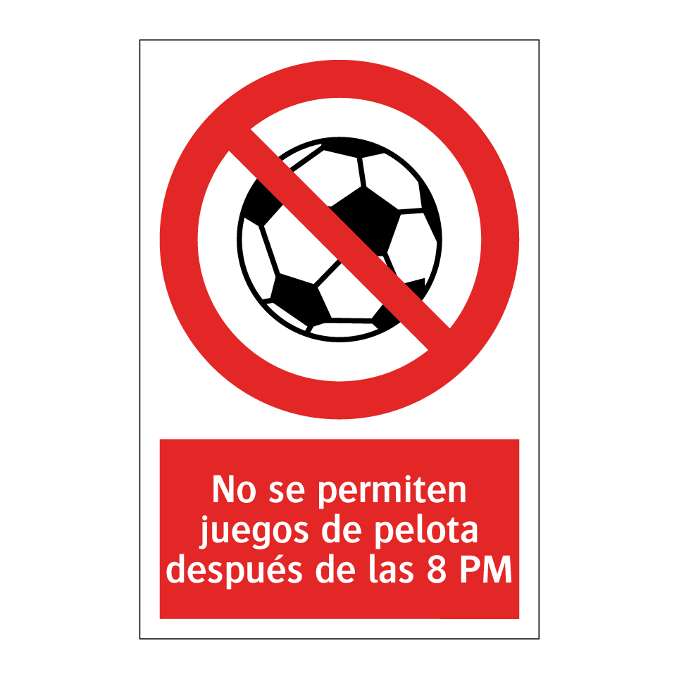 No se permiten juegos de pelota después de las 8 PM