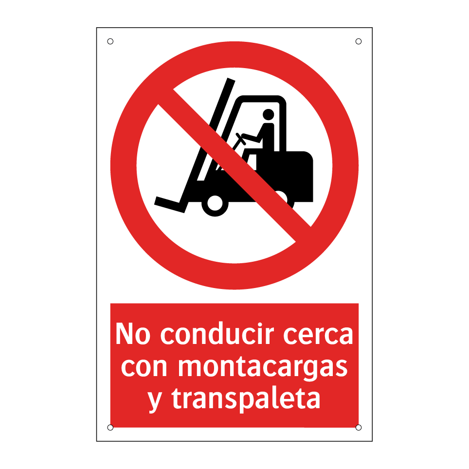 No conducir cerca con montacargas y transpaleta