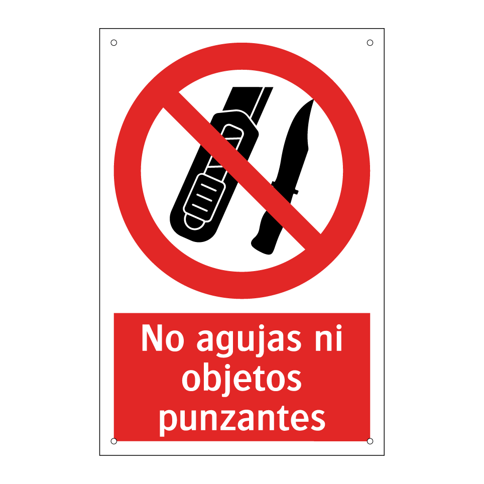 No agujas ni objetos punzantes