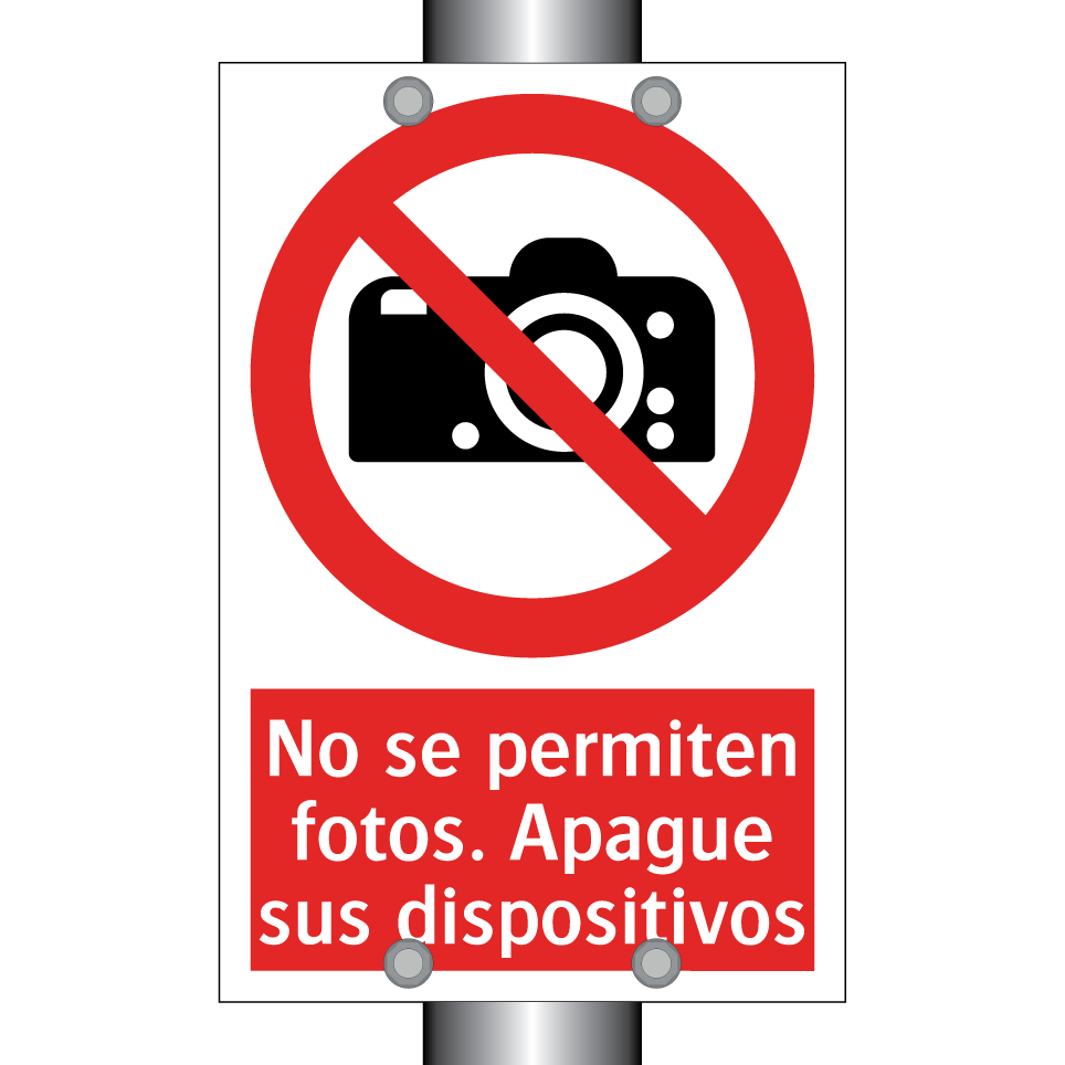 No se permiten fotos. Apague sus dispositivos