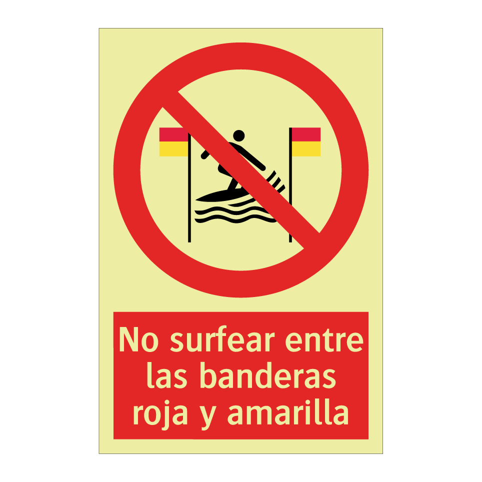No surfear entre las banderas roja y amarilla