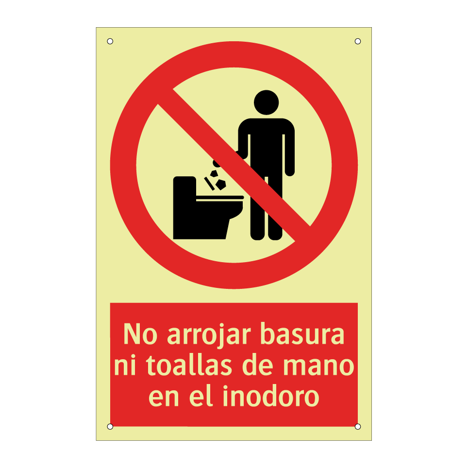 No arrojar basura ni toallas de mano en el inodoro