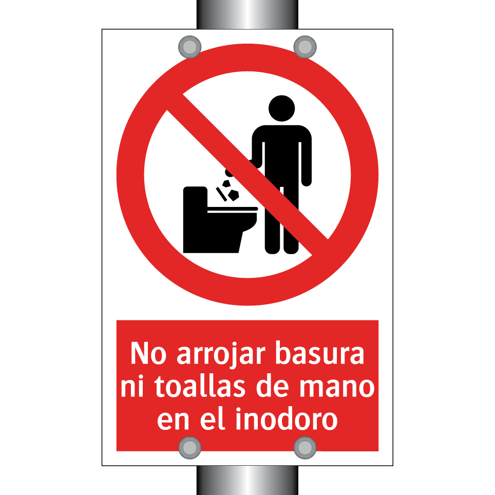 No arrojar basura ni toallas de mano en el inodoro