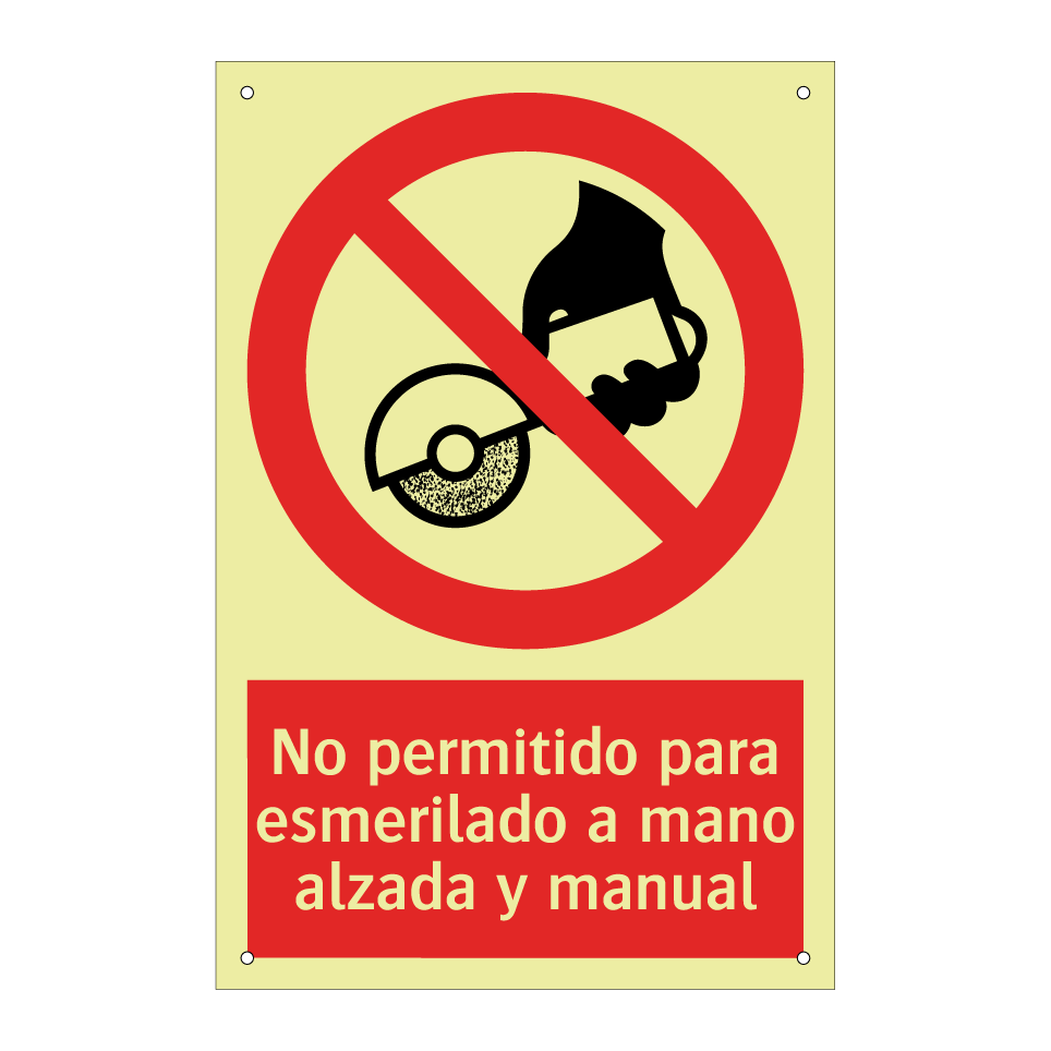 No permitido para esmerilado a mano alzada y manual
