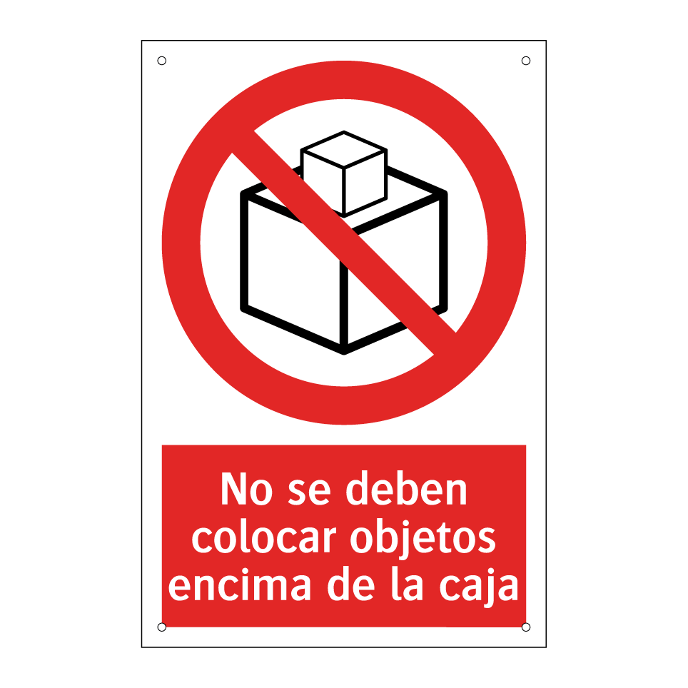 No se deben colocar objetos encima de la caja