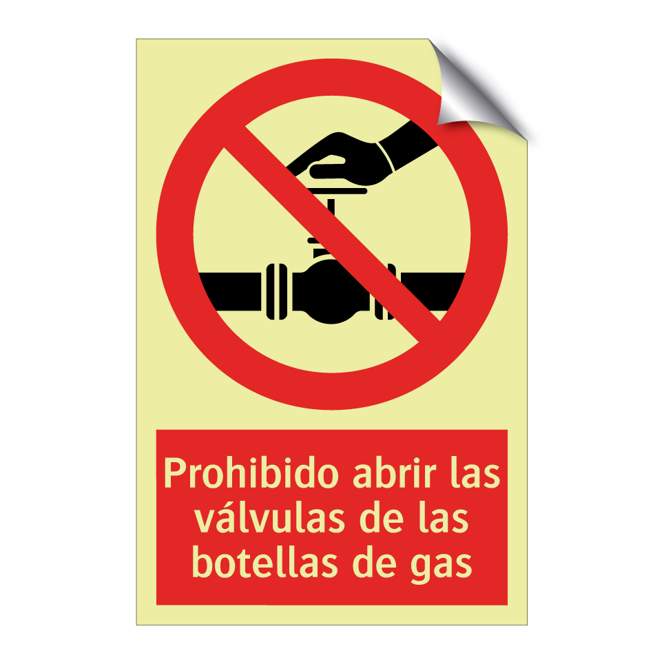 Prohibido abrir las válvulas de las botellas de gas