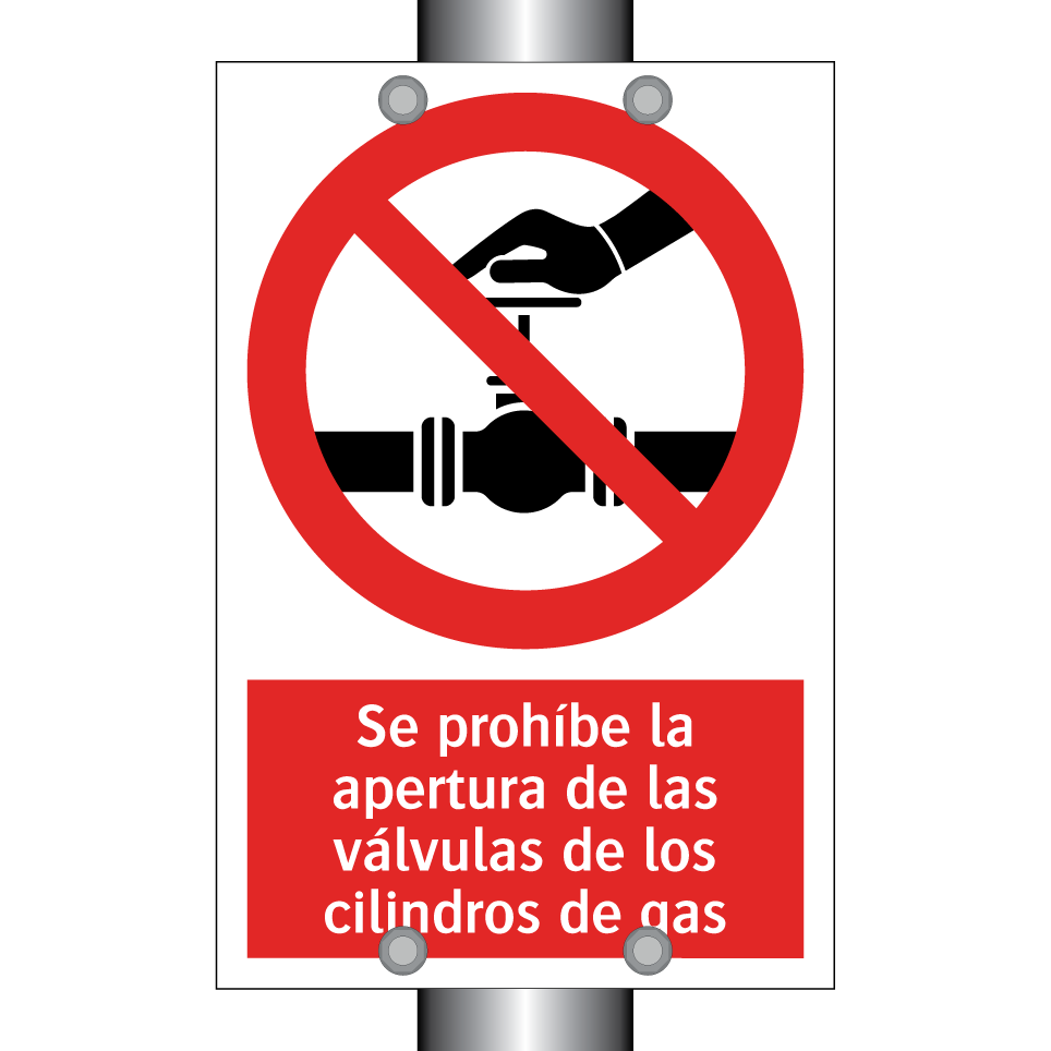 Se prohíbe la apertura de las válvulas de los cilindros de gas