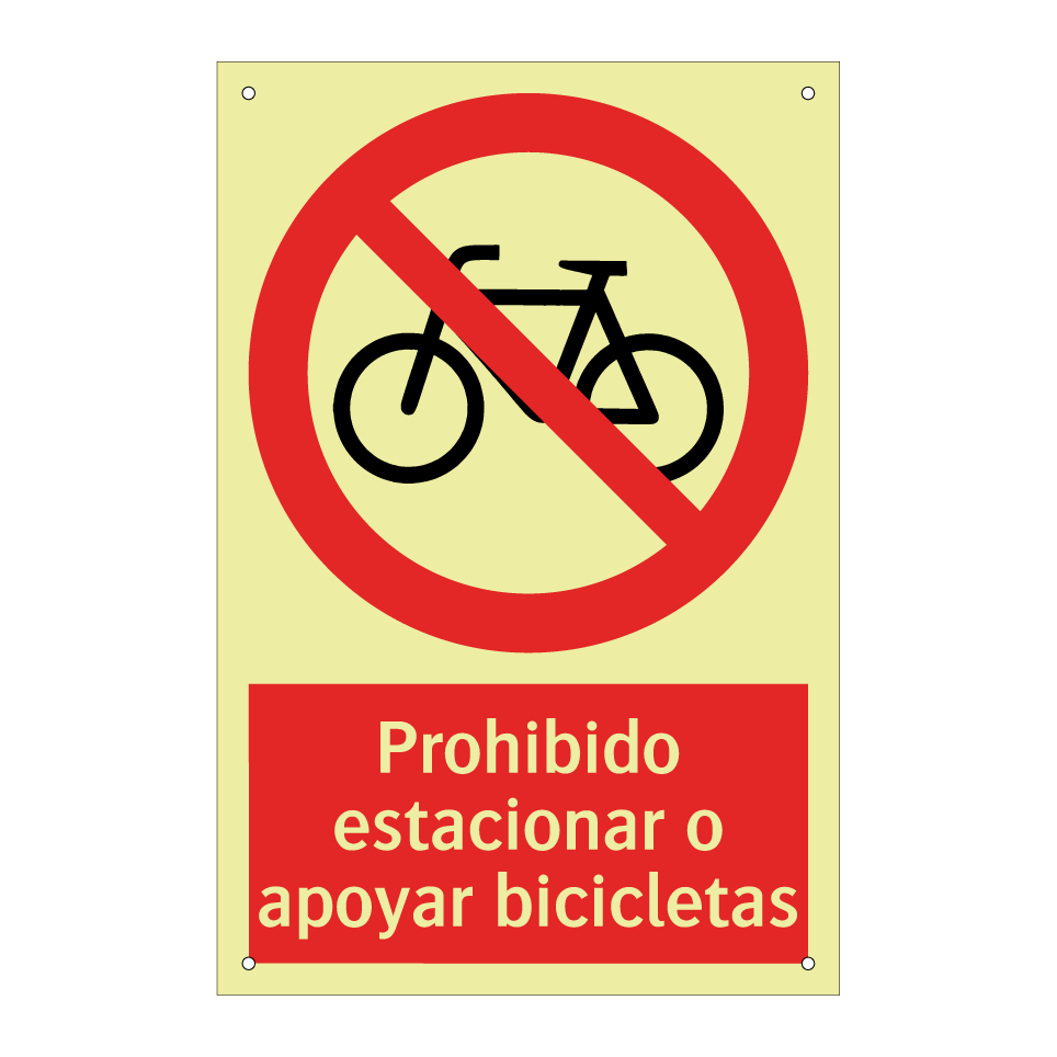 Prohibido estacionar o apoyar bicicletas