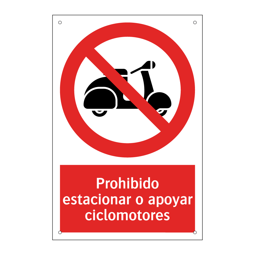 Prohibido estacionar o apoyar ciclomotores