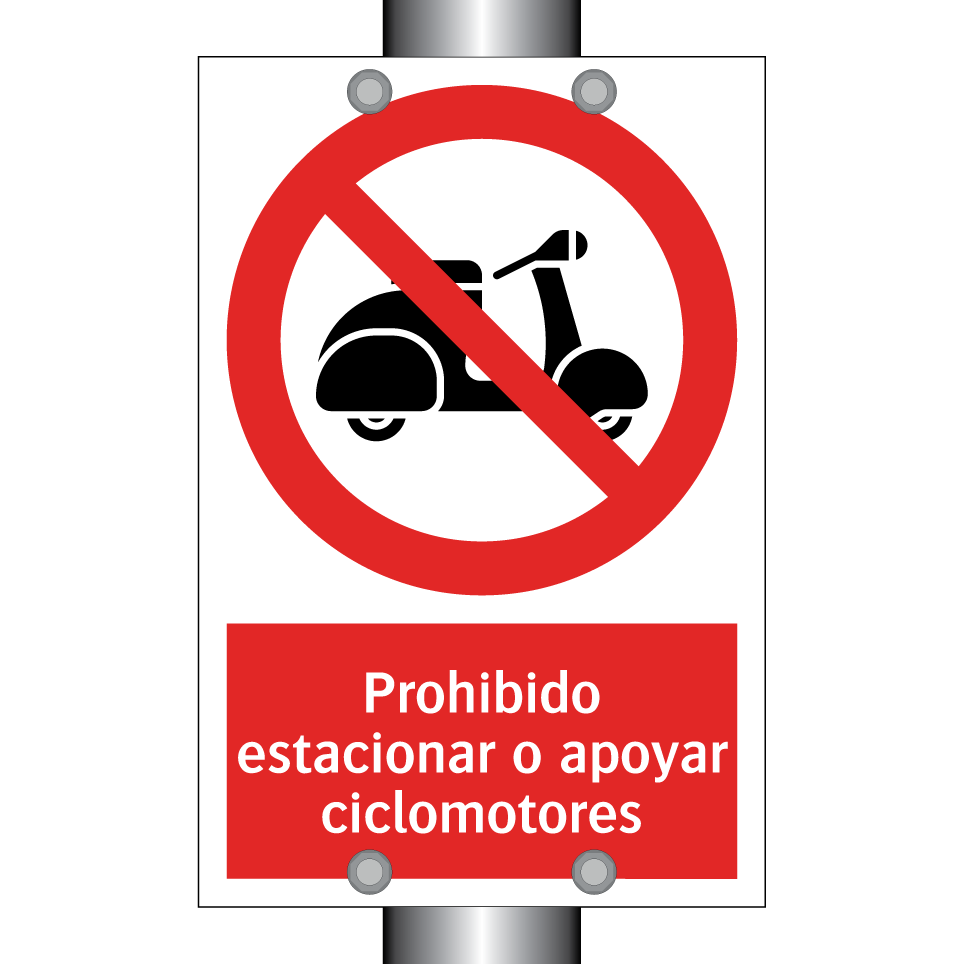 Prohibido estacionar o apoyar ciclomotores
