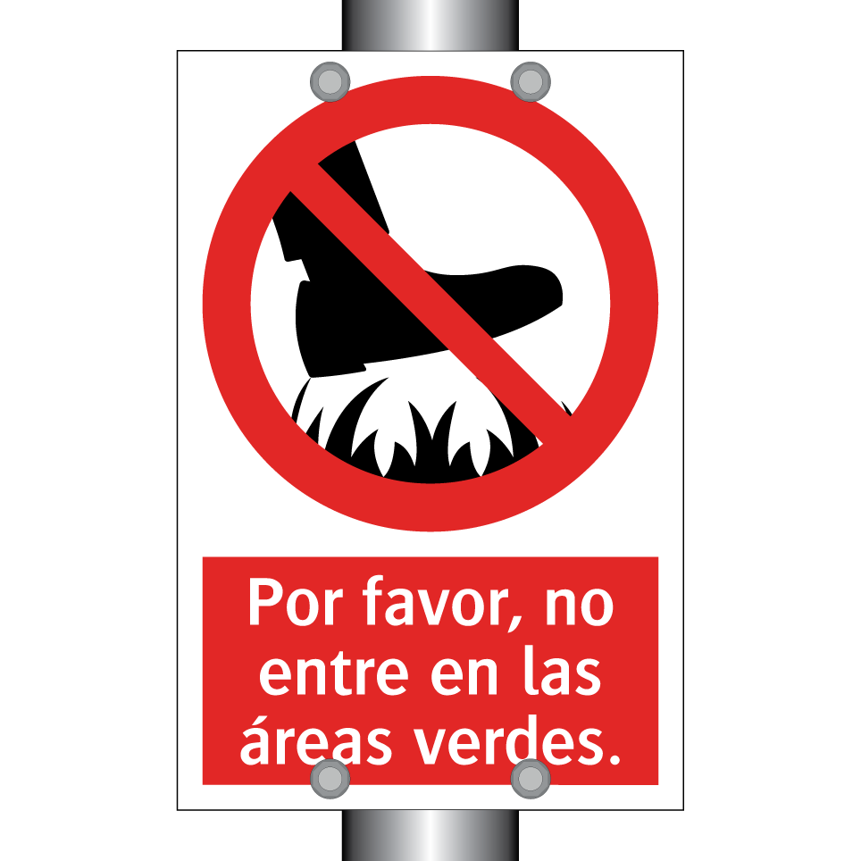 Por favor, no entre en las áreas verdes.