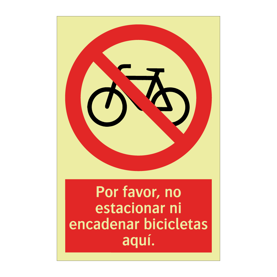 Por favor, no estacionar ni encadenar bicicletas aquí.