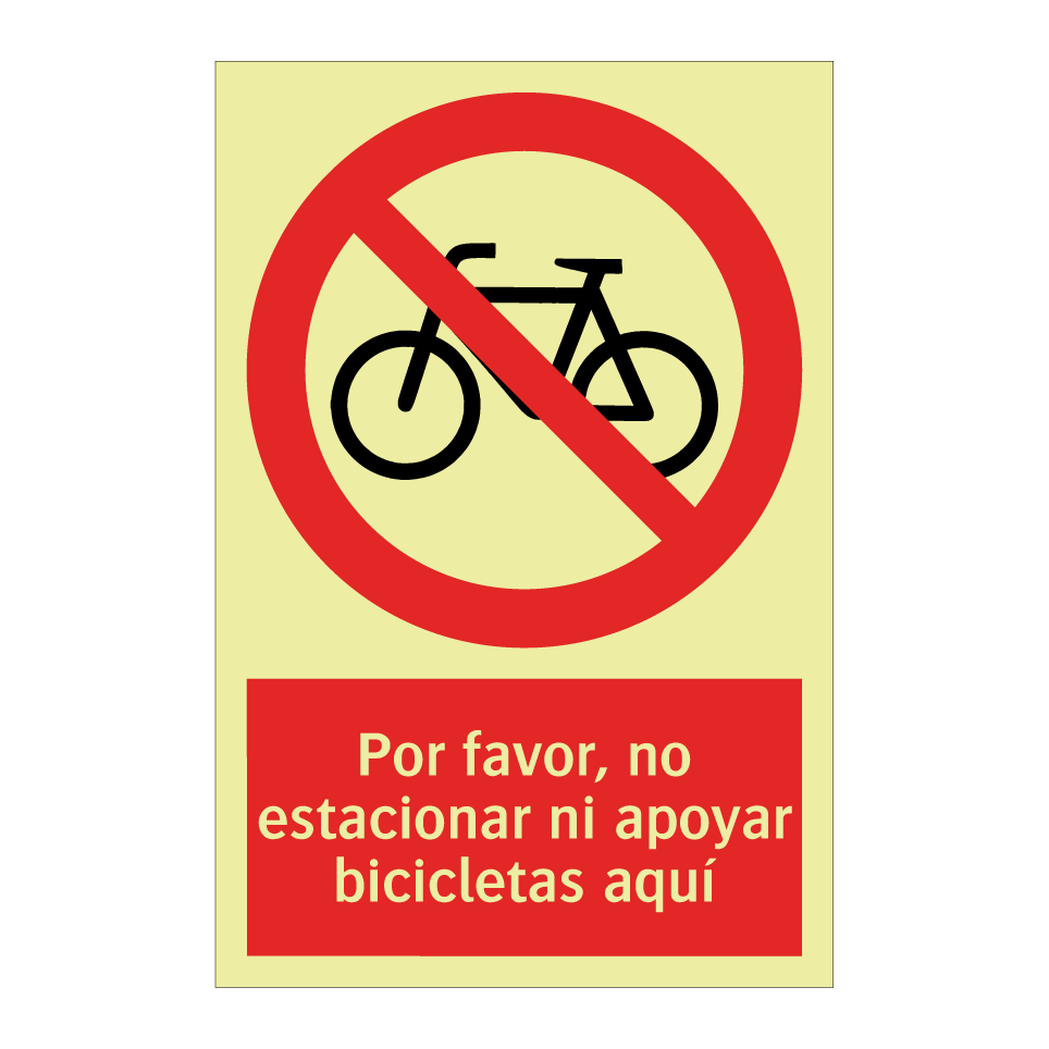Por favor, no estacionar ni apoyar bicicletas aquí