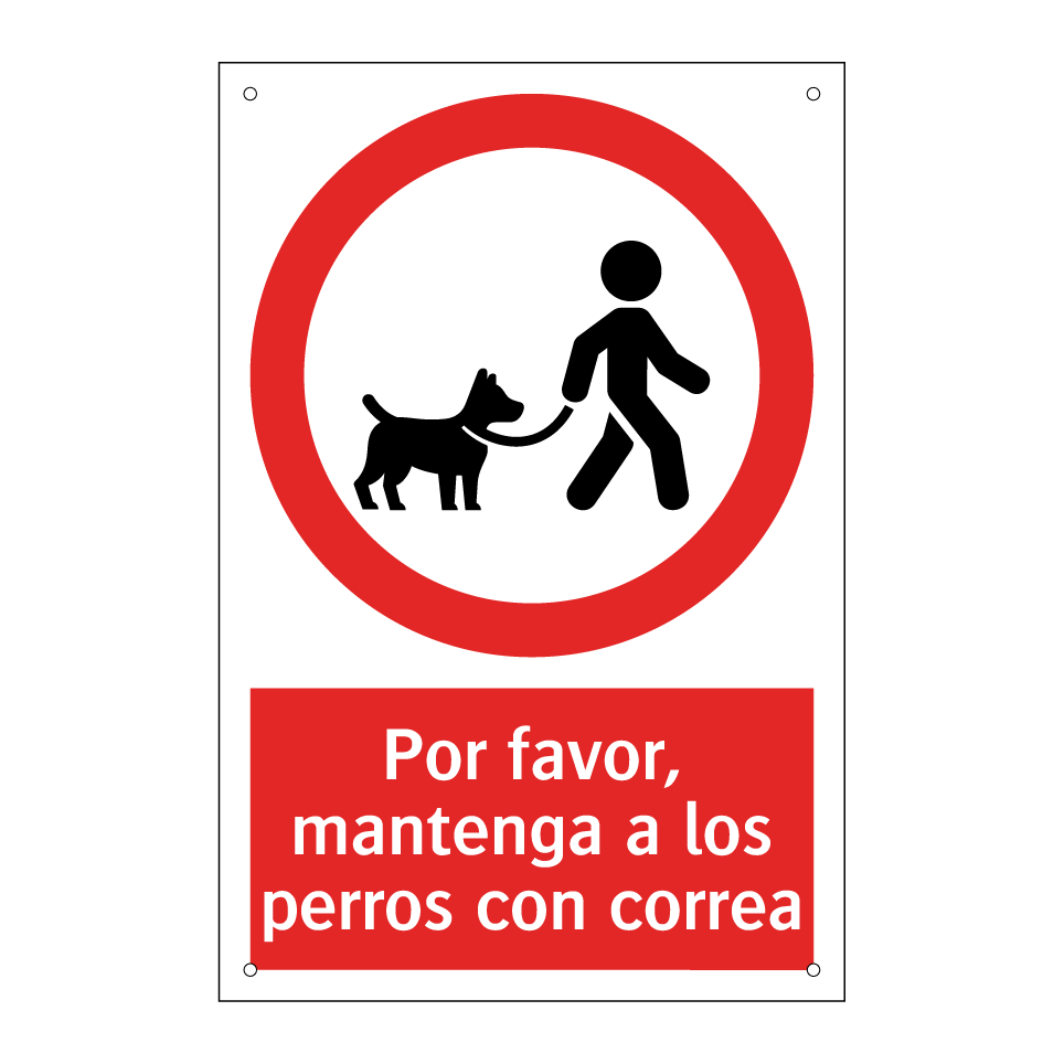 Por favor, mantenga a los perros con correa
