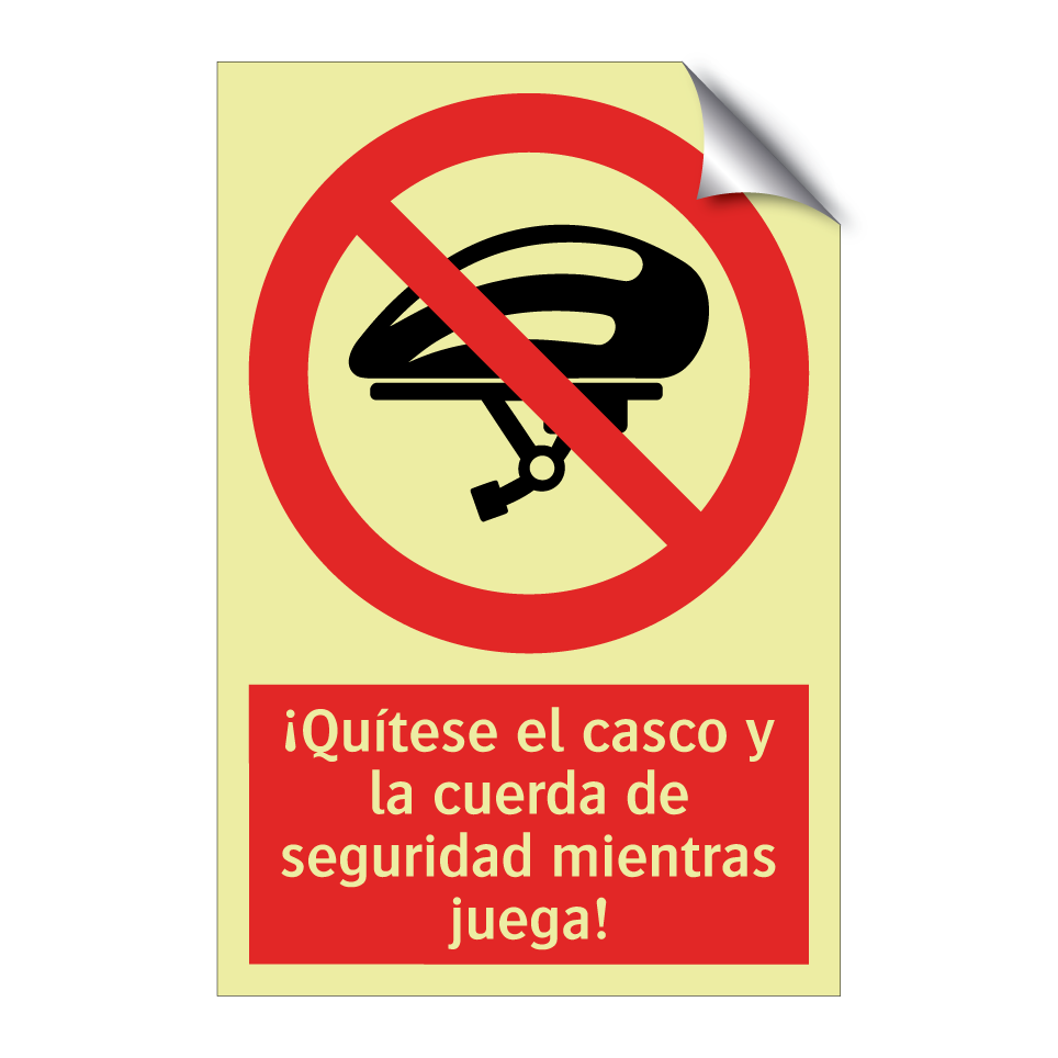 ¡Quítese el casco y la cuerda de seguridad mientras juega!
