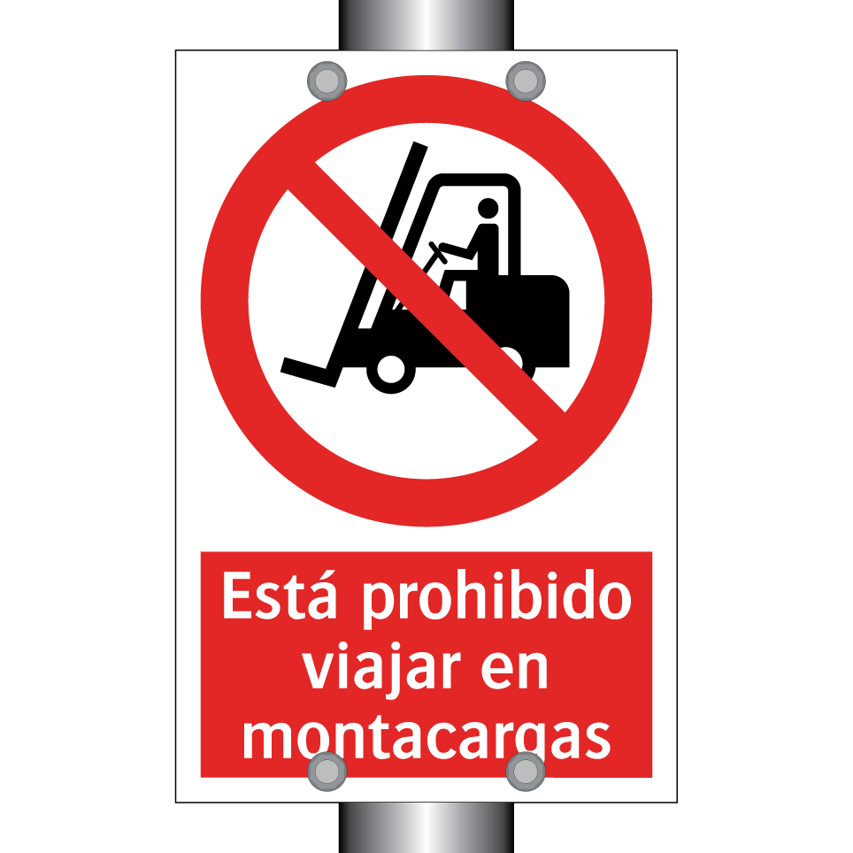 Está prohibido viajar en montacargas