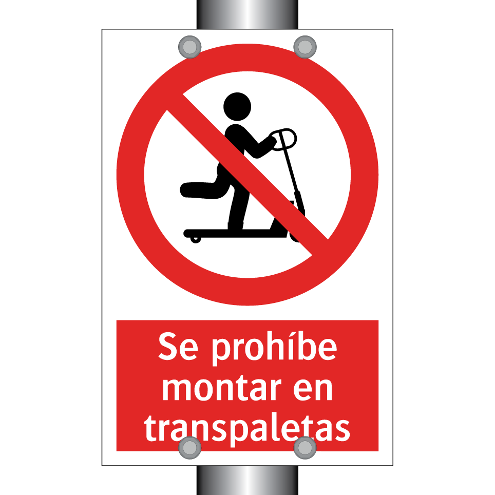 Se prohíbe montar en transpaletas