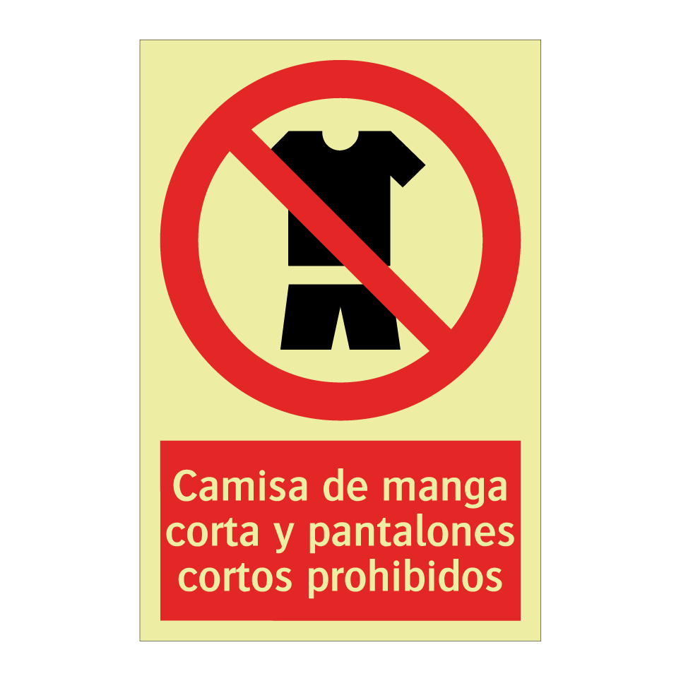 Camisa de manga corta y pantalones cortos prohibidos
