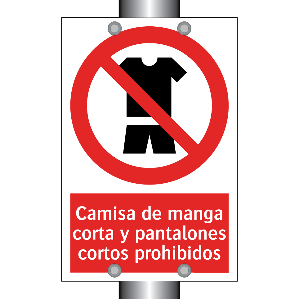 Camisa de manga corta y pantalones cortos prohibidos