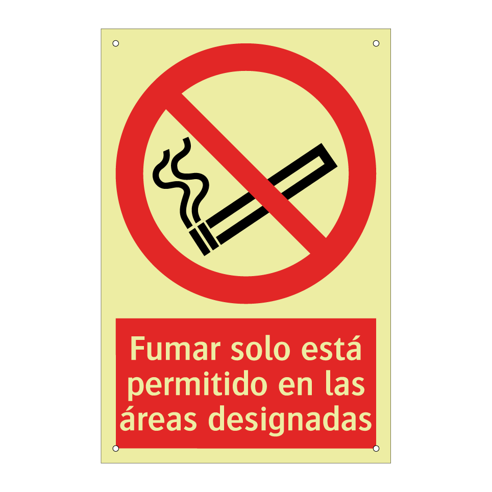 Fumar solo está permitido en las áreas designadas