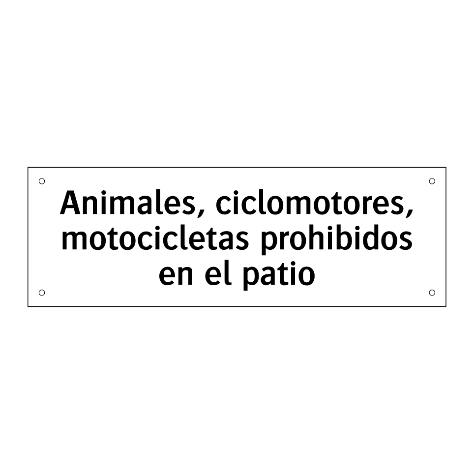 Animales, ciclomotores, motocicletas prohibidos en el patio